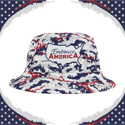 Patriotic Digital Camo Bucket Hat (Red White Blue Gray) - Made in USA