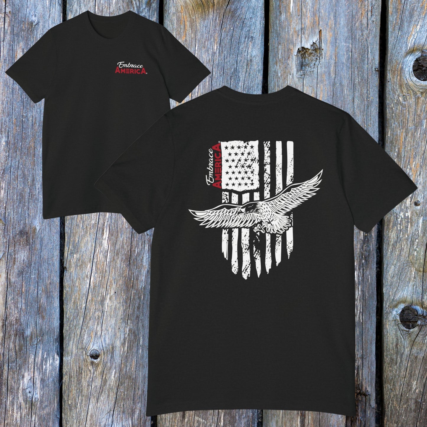 Bald Eagle Soaring Flag Shirt - Made in USA