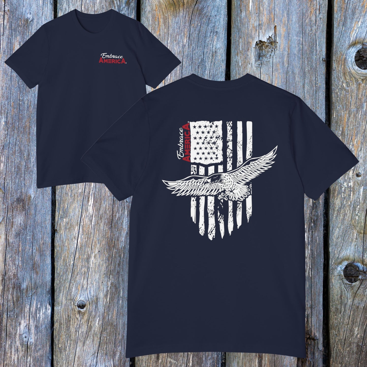 Bald Eagle Soaring Flag Shirt - Made in USA