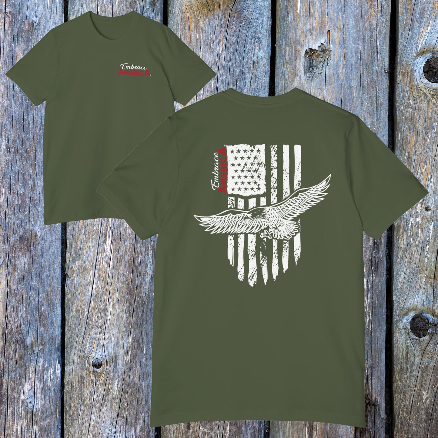 Bald Eagle Soaring Flag Shirt - Made in USA