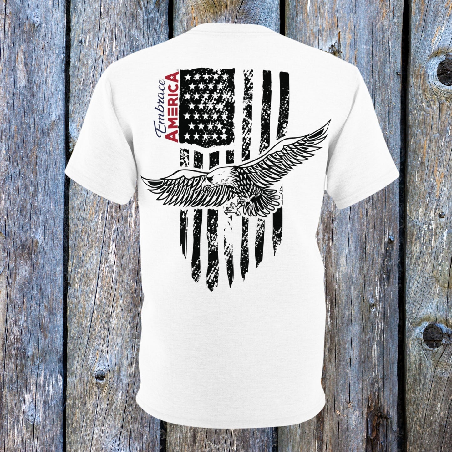 Bald Eagle Soaring Flag Shirt - Made in USA