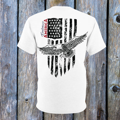 Bald Eagle Soaring Flag Shirt - Made in USA