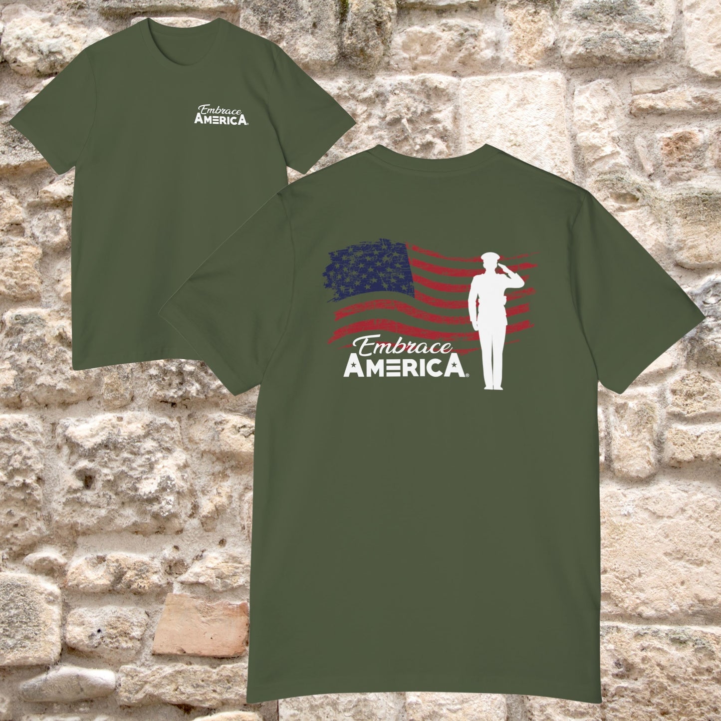 American Solider Flag Salute Shirt - Made in USA