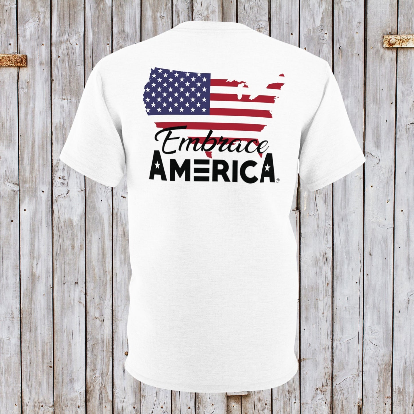 USA Land Map Stars and Stripes Embrace America® Shirt - Made in USA