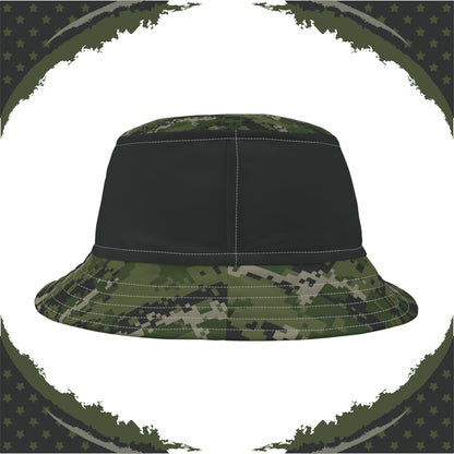 Patriotic Camo Bucket Hat (Woodland Green Black) - Made in USA