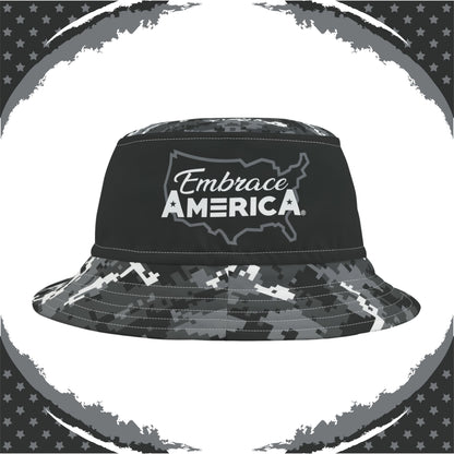 Patriotic Digital Camo Bucket Hat (Black Gray White) - Made in USA