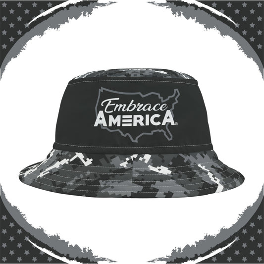 Patriotic Digital Camo Bucket Hat (Black Gray White) - Made in USA