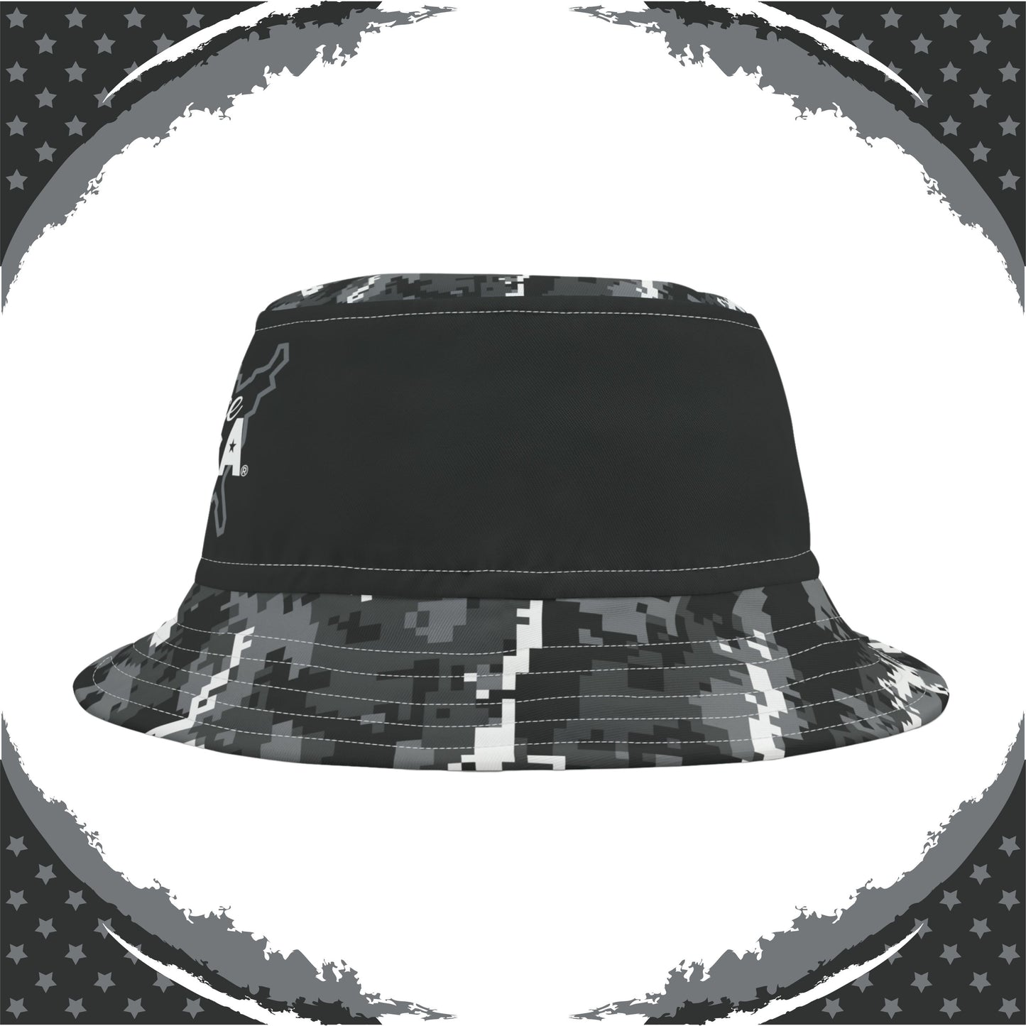 Patriotic Digital Camo Bucket Hat (Black Gray White) - Made in USA