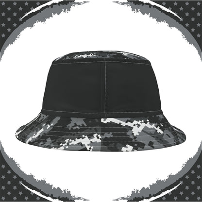 Patriotic Digital Camo Bucket Hat (Black Gray White) - Made in USA