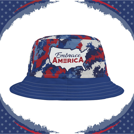 Patriotic Camo Bucket Hat (Red White Blue Gray) - Made in USA