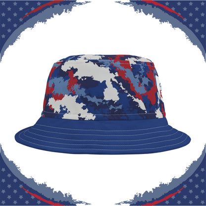 Patriotic Camo Bucket Hat (Red White Blue Gray) - Made in USA