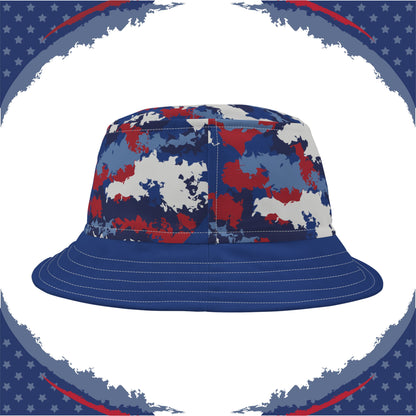 Patriotic Camo Bucket Hat (Red White Blue Gray) - Made in USA