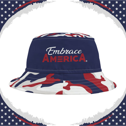 Patriotic Camo Bucket Hat (Red White Blue Gray) - Made in USA