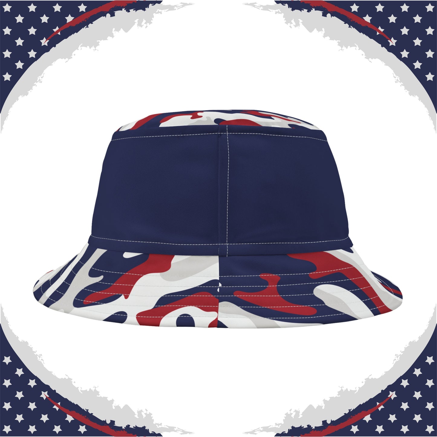 Patriotic Camo Bucket Hat (Red White Blue Gray) - Made in USA