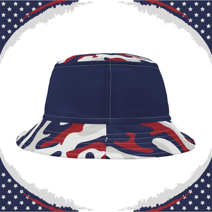 Patriotic Camo Bucket Hat (Red White Blue Gray) - Made in USA